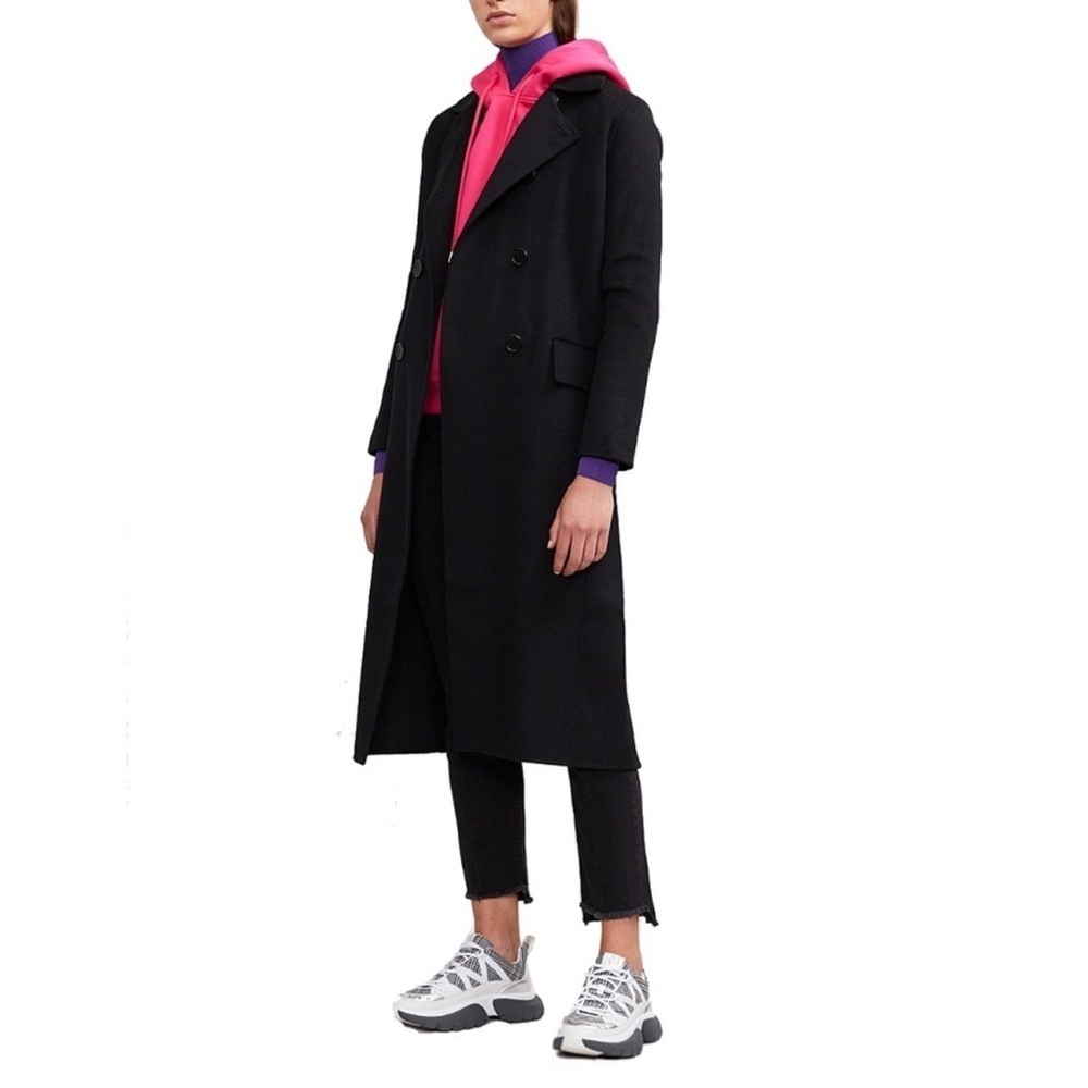 Maje Geola Long Double-Faced Wool Belted Long Coat size S